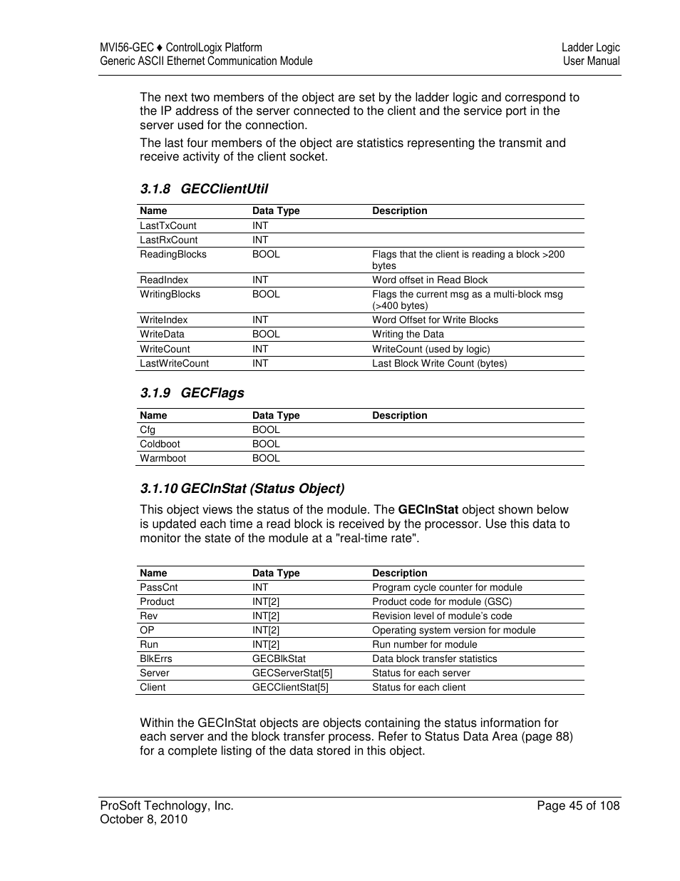 ProSoft Technology MVI56-GEC User Manual | Page 45 / 108