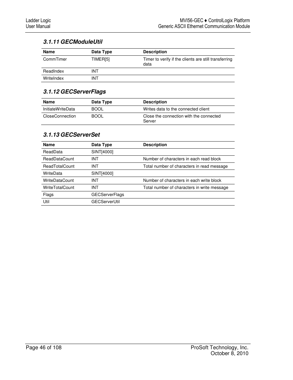 ProSoft Technology MVI56-GEC User Manual | Page 46 / 108