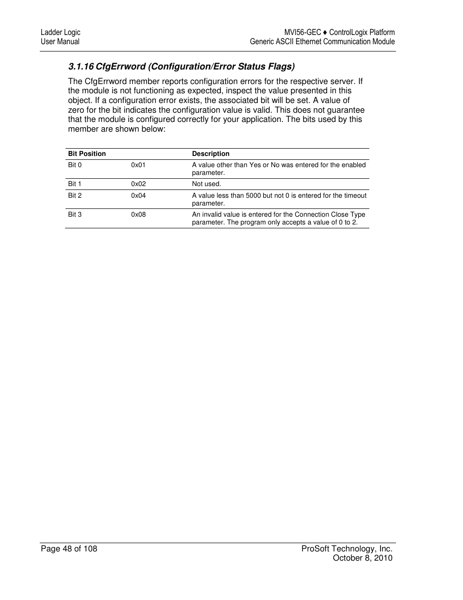 ProSoft Technology MVI56-GEC User Manual | Page 48 / 108