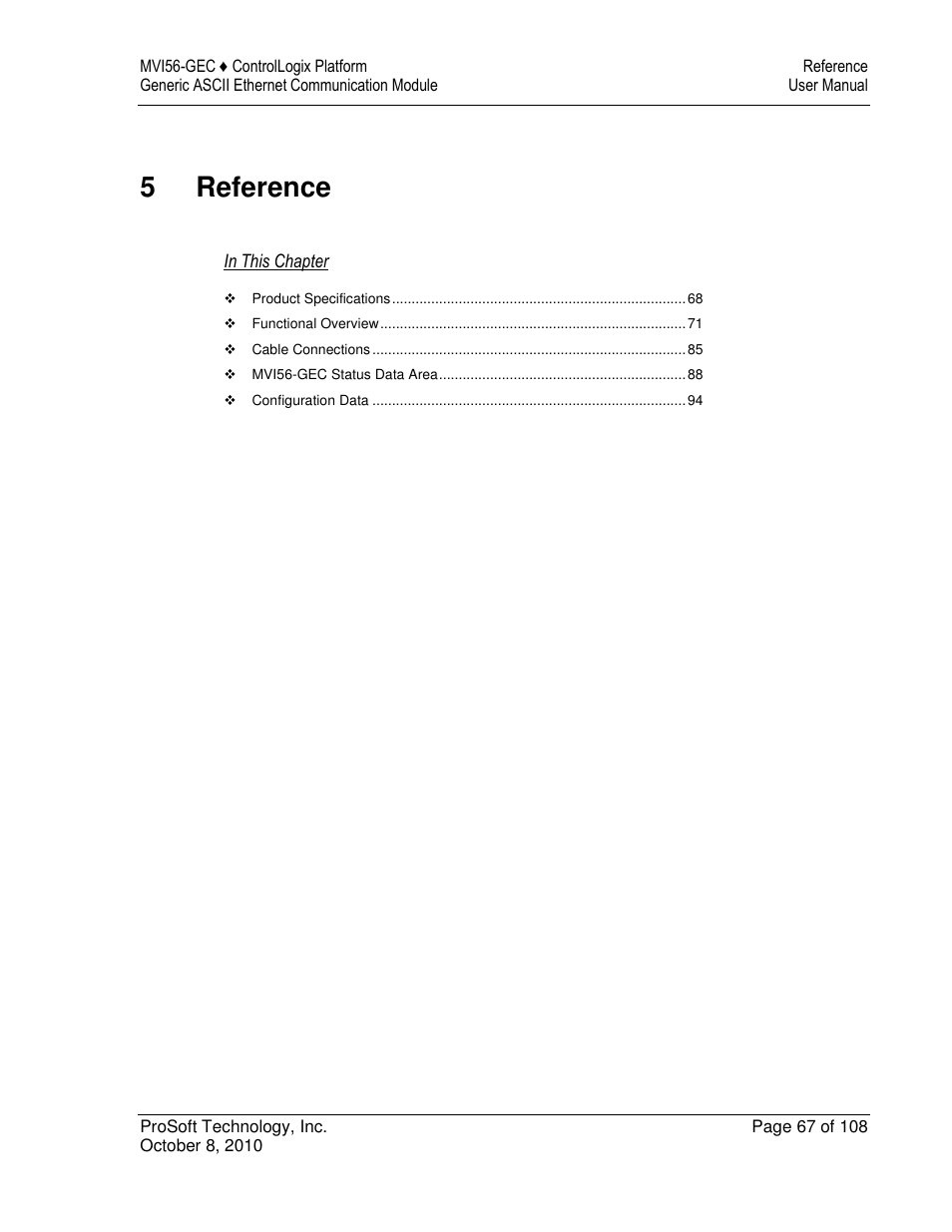 5reference | ProSoft Technology MVI56-GEC User Manual | Page 67 / 108