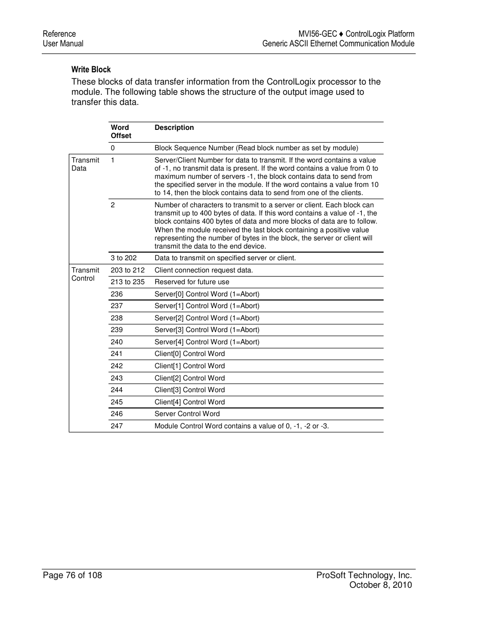 ProSoft Technology MVI56-GEC User Manual | Page 76 / 108