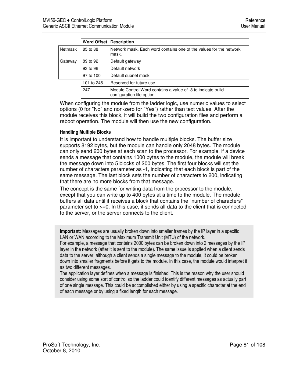 ProSoft Technology MVI56-GEC User Manual | Page 81 / 108