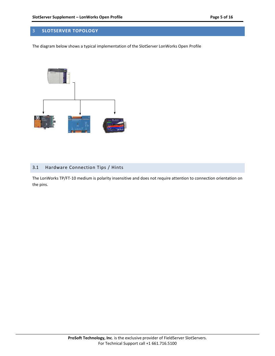 Slotserver topology, Hardware connection tips / hints | ProSoft Technology PS56-LON-001 User Manual | Page 5 / 16