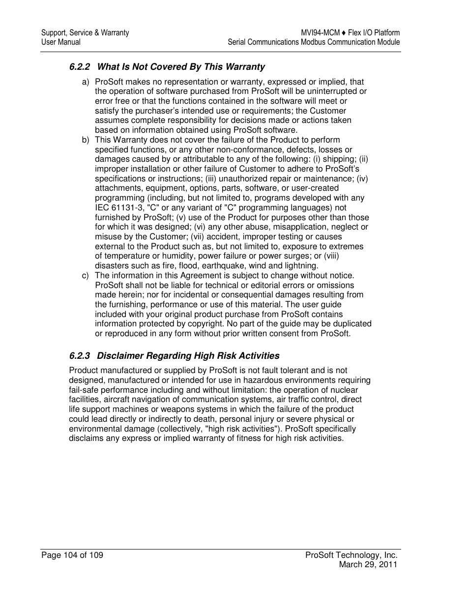 ProSoft Technology MVI94-MCM-MHI User Manual | Page 104 / 109