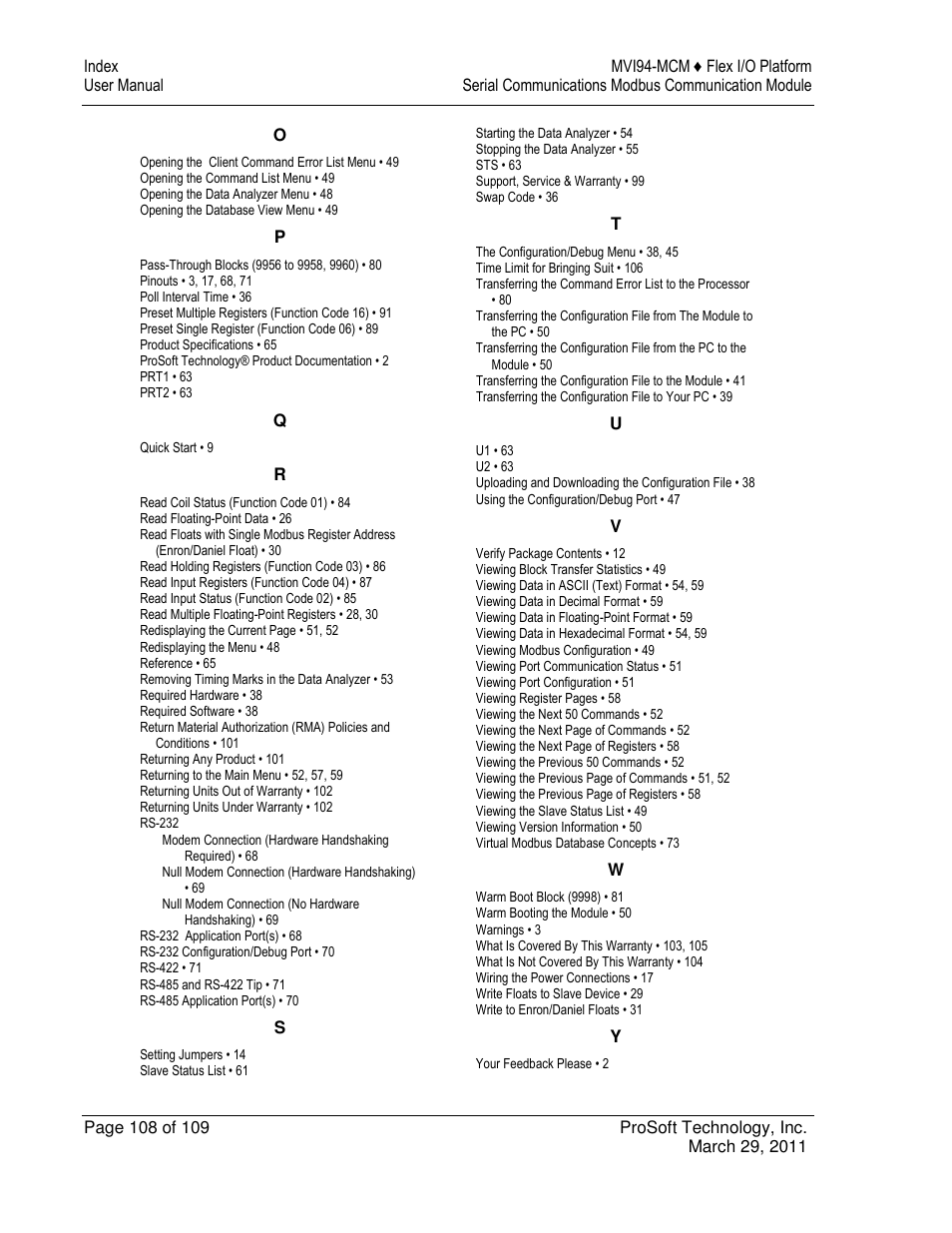 ProSoft Technology MVI94-MCM-MHI User Manual | Page 108 / 109
