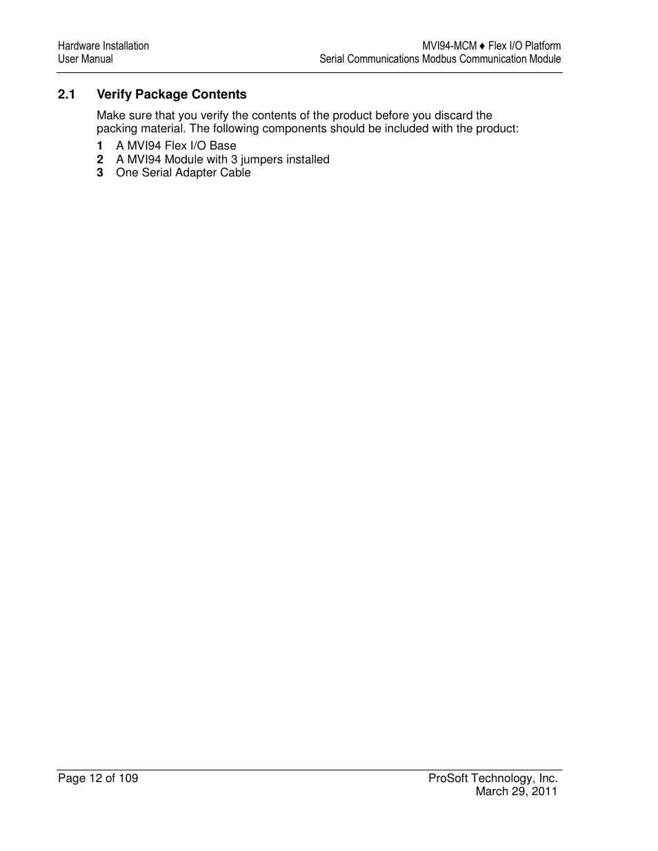 ProSoft Technology MVI94-MCM-MHI User Manual | Page 12 / 109