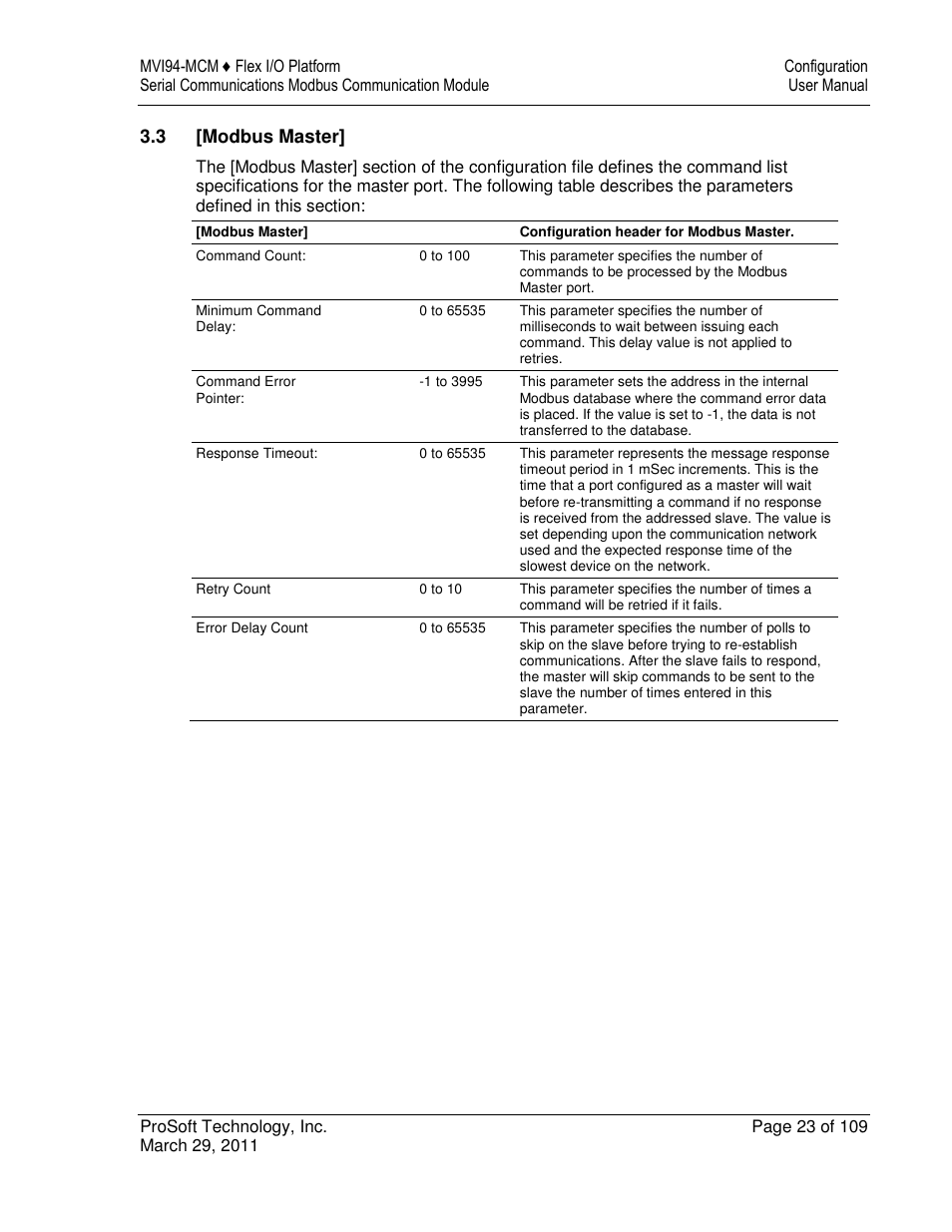 ProSoft Technology MVI94-MCM-MHI User Manual | Page 23 / 109