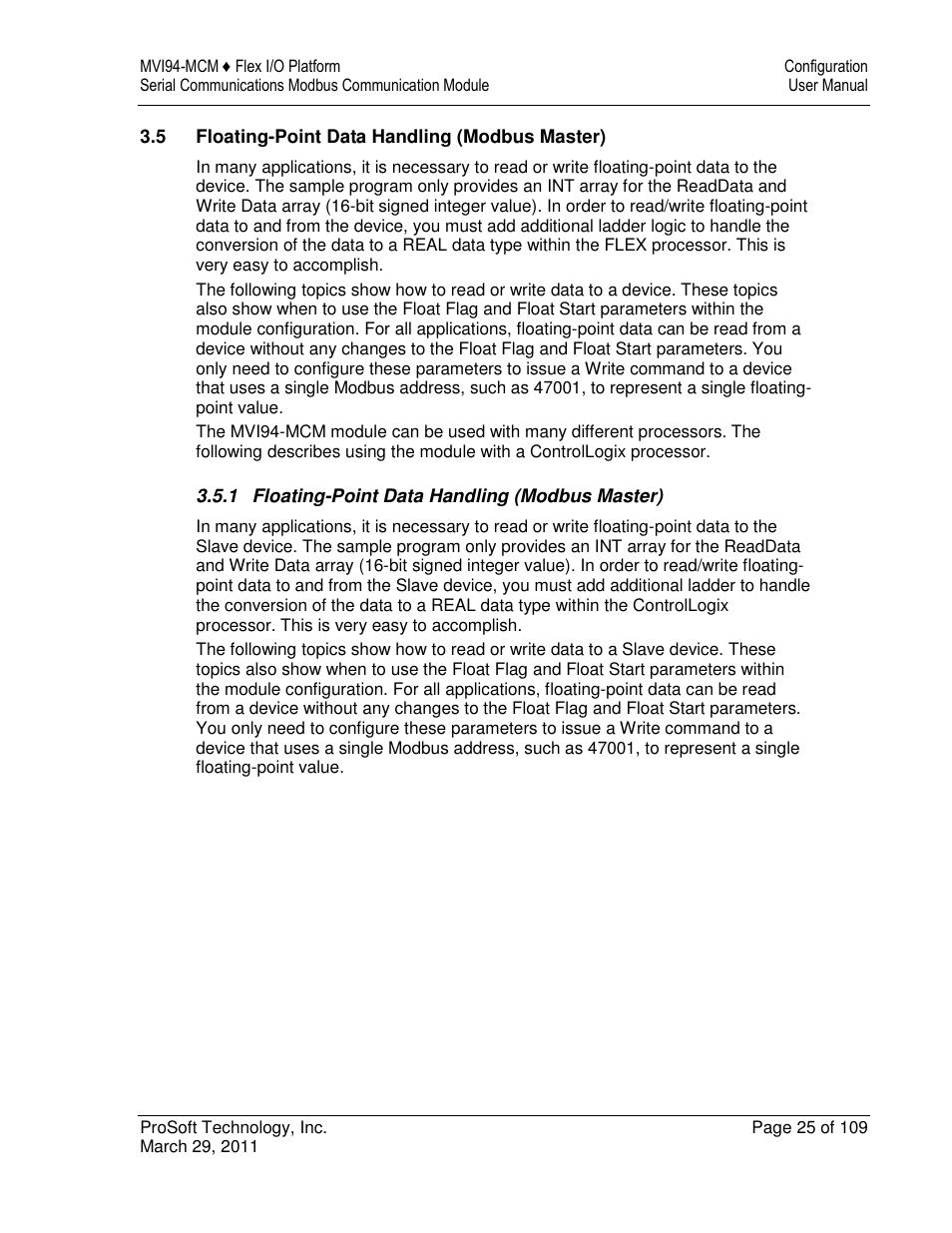 ProSoft Technology MVI94-MCM-MHI User Manual | Page 25 / 109