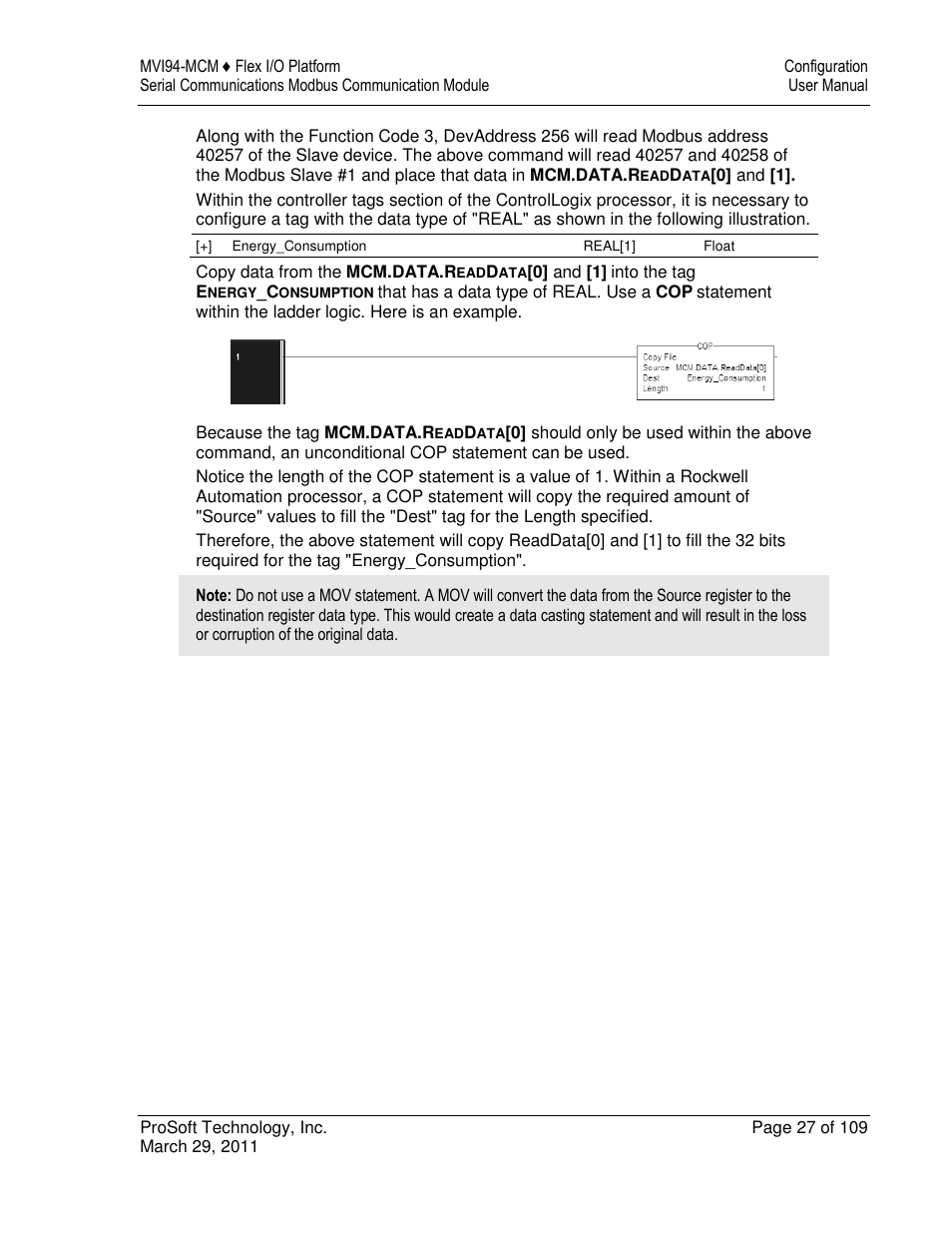 ProSoft Technology MVI94-MCM-MHI User Manual | Page 27 / 109