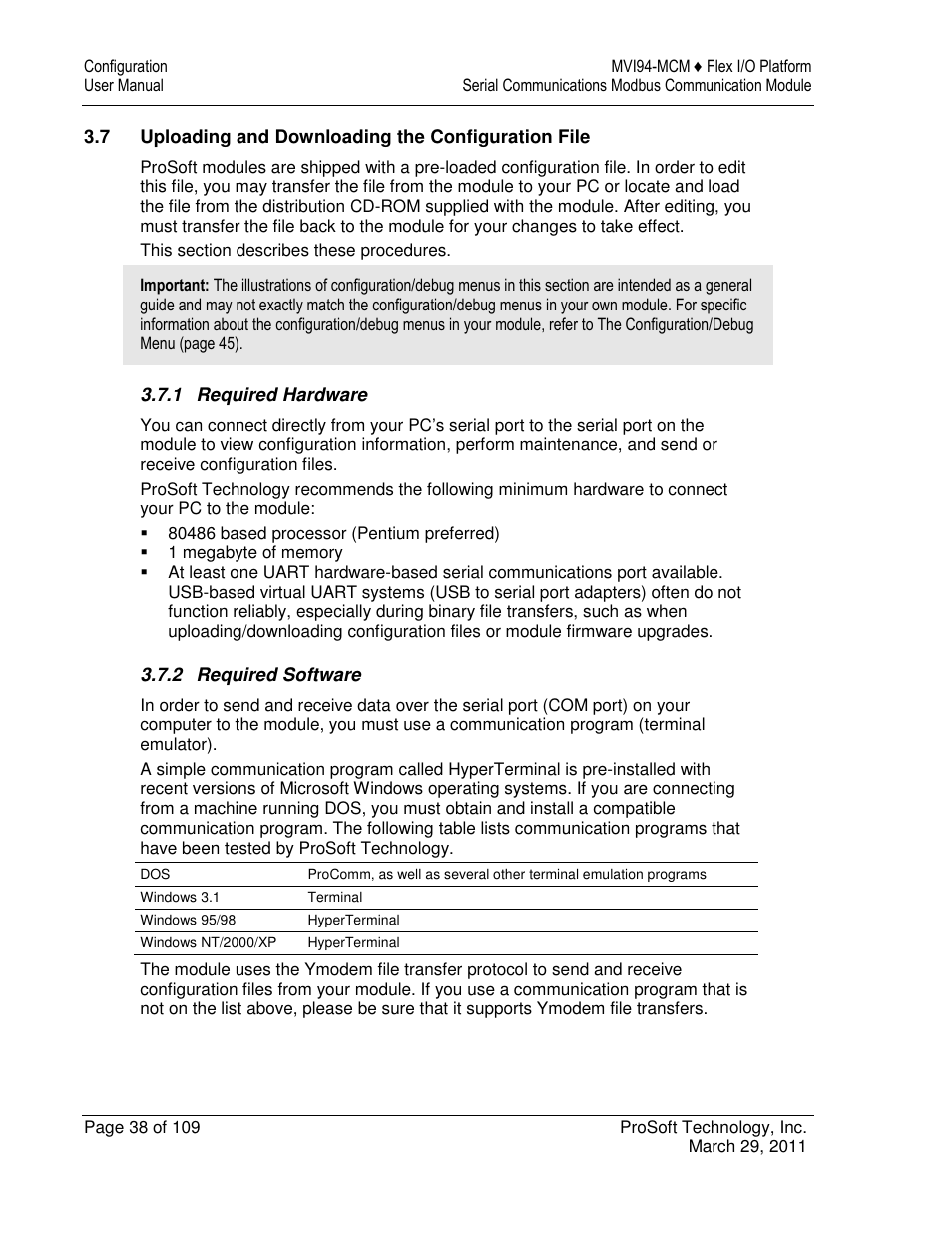 ProSoft Technology MVI94-MCM-MHI User Manual | Page 38 / 109