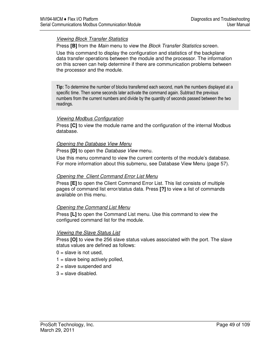 ProSoft Technology MVI94-MCM-MHI User Manual | Page 49 / 109
