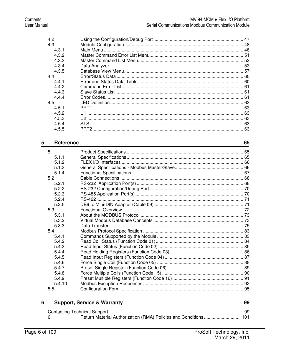 ProSoft Technology MVI94-MCM-MHI User Manual | Page 6 / 109