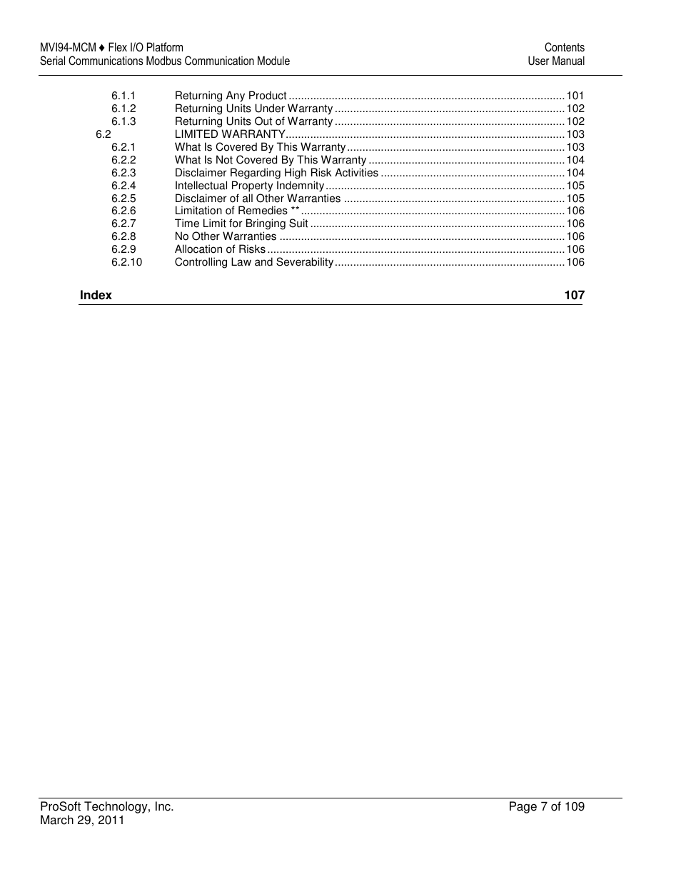 ProSoft Technology MVI94-MCM-MHI User Manual | Page 7 / 109