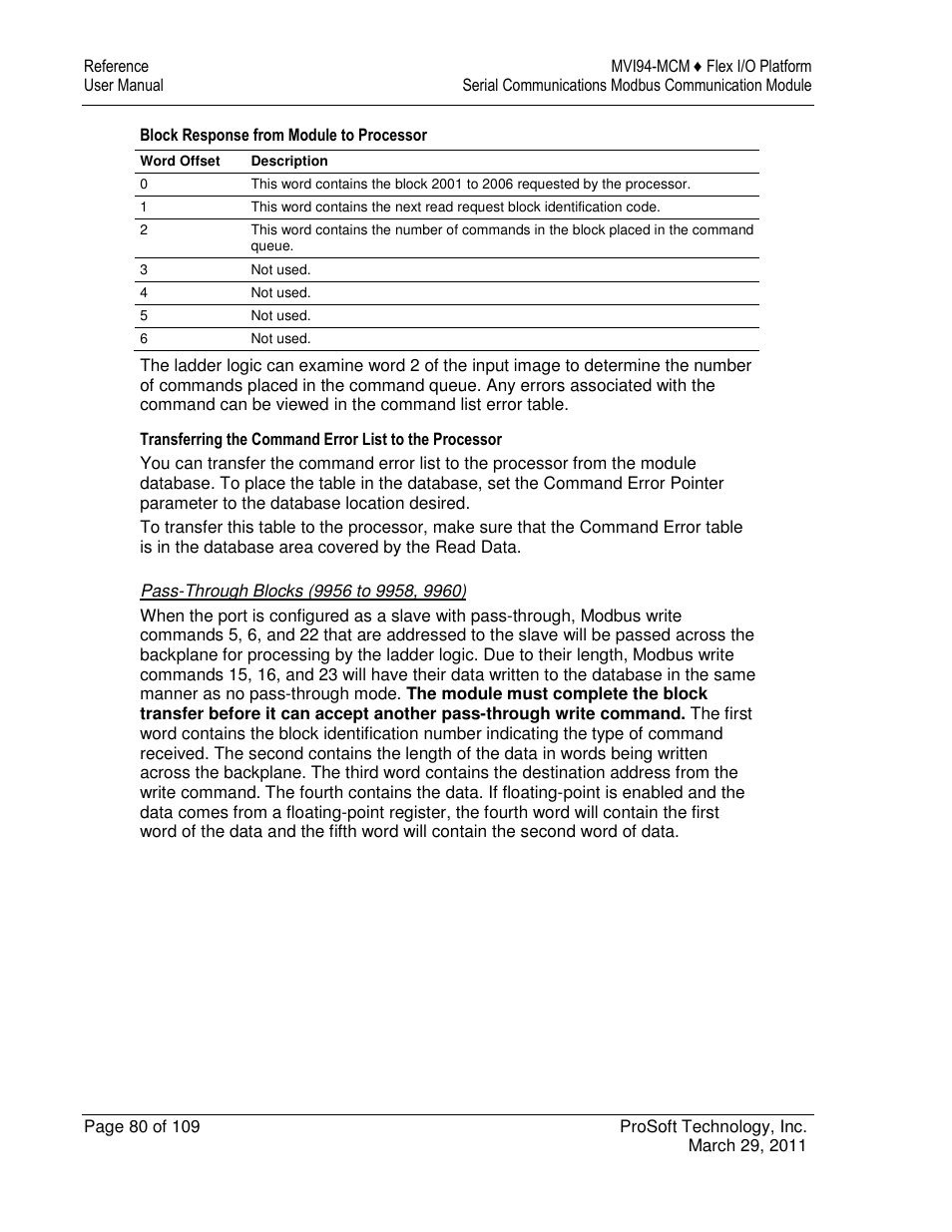 ProSoft Technology MVI94-MCM-MHI User Manual | Page 80 / 109