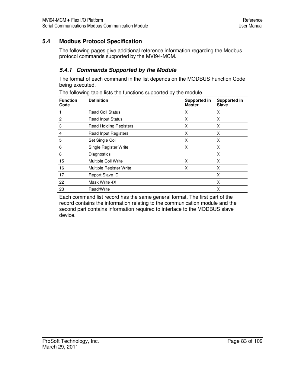 ProSoft Technology MVI94-MCM-MHI User Manual | Page 83 / 109