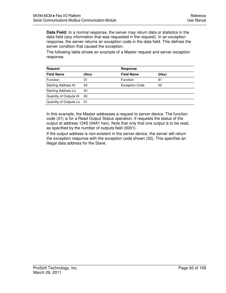 ProSoft Technology MVI94-MCM-MHI User Manual | Page 93 / 109