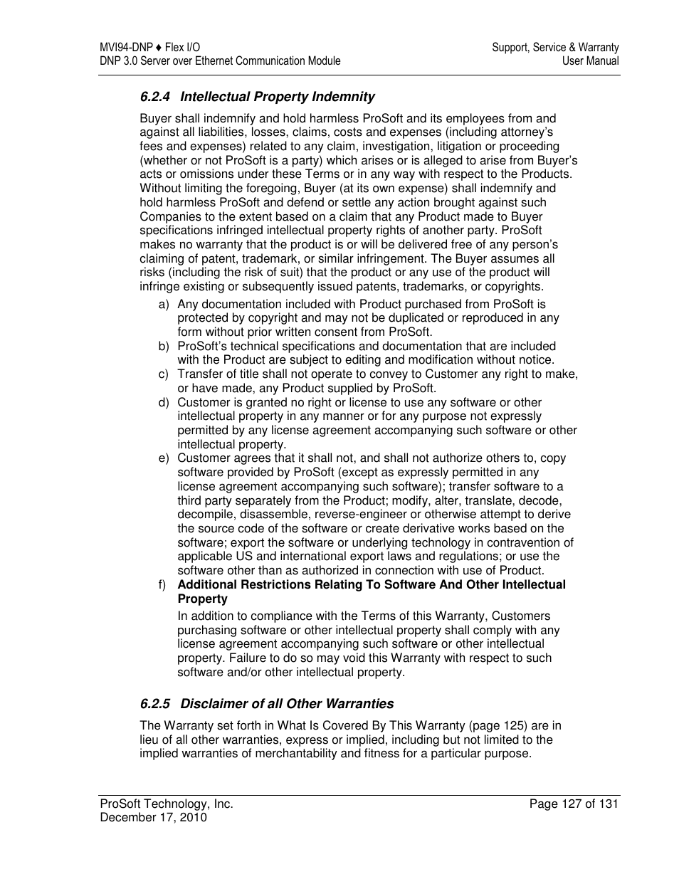 ProSoft Technology MVI94-DNP User Manual | Page 127 / 131