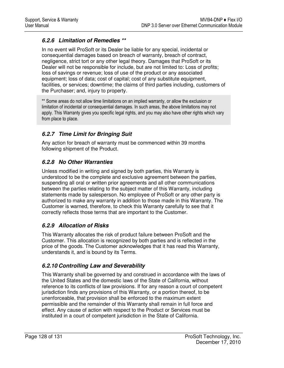 ProSoft Technology MVI94-DNP User Manual | Page 128 / 131