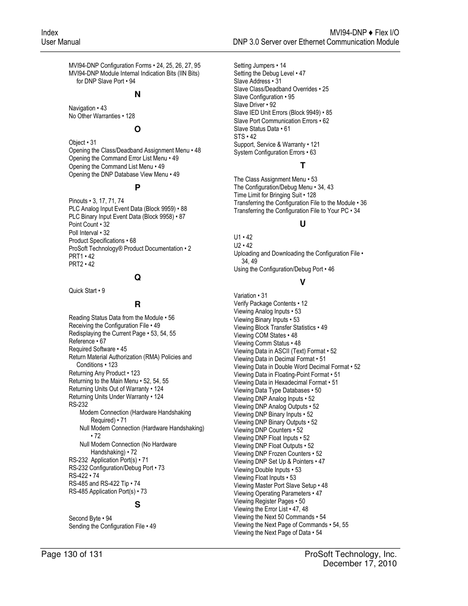 ProSoft Technology MVI94-DNP User Manual | Page 130 / 131