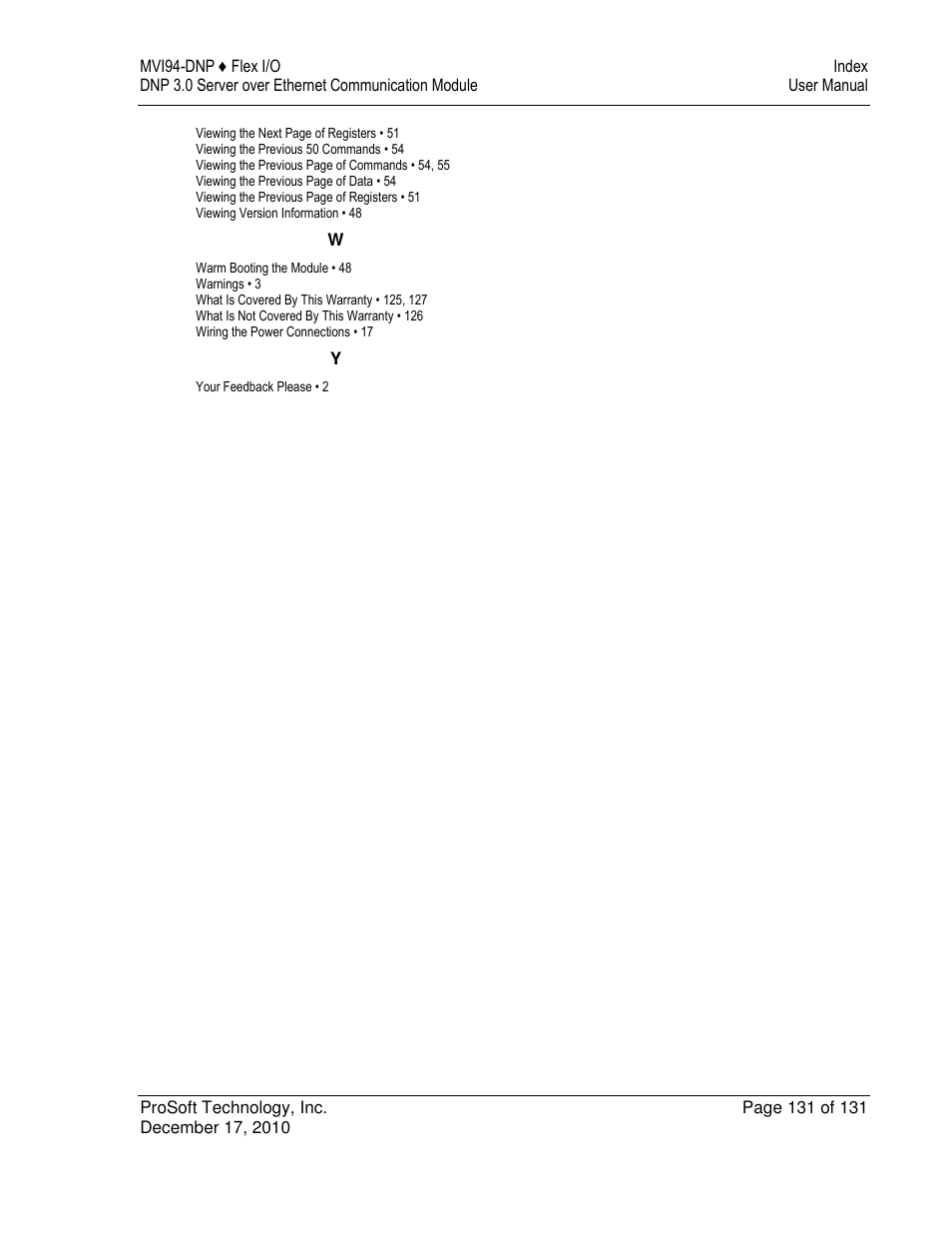 ProSoft Technology MVI94-DNP User Manual | Page 131 / 131