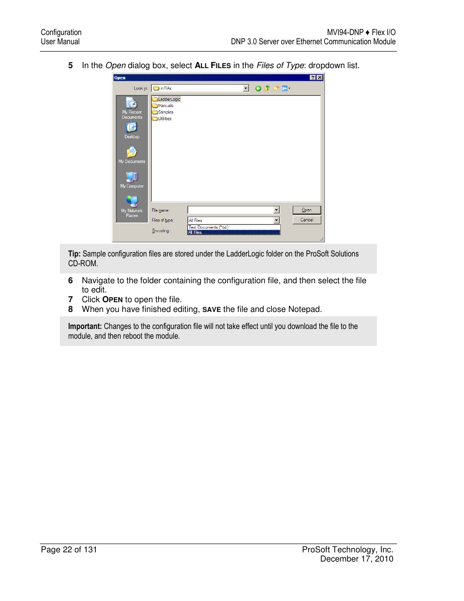 ProSoft Technology MVI94-DNP User Manual | Page 22 / 131