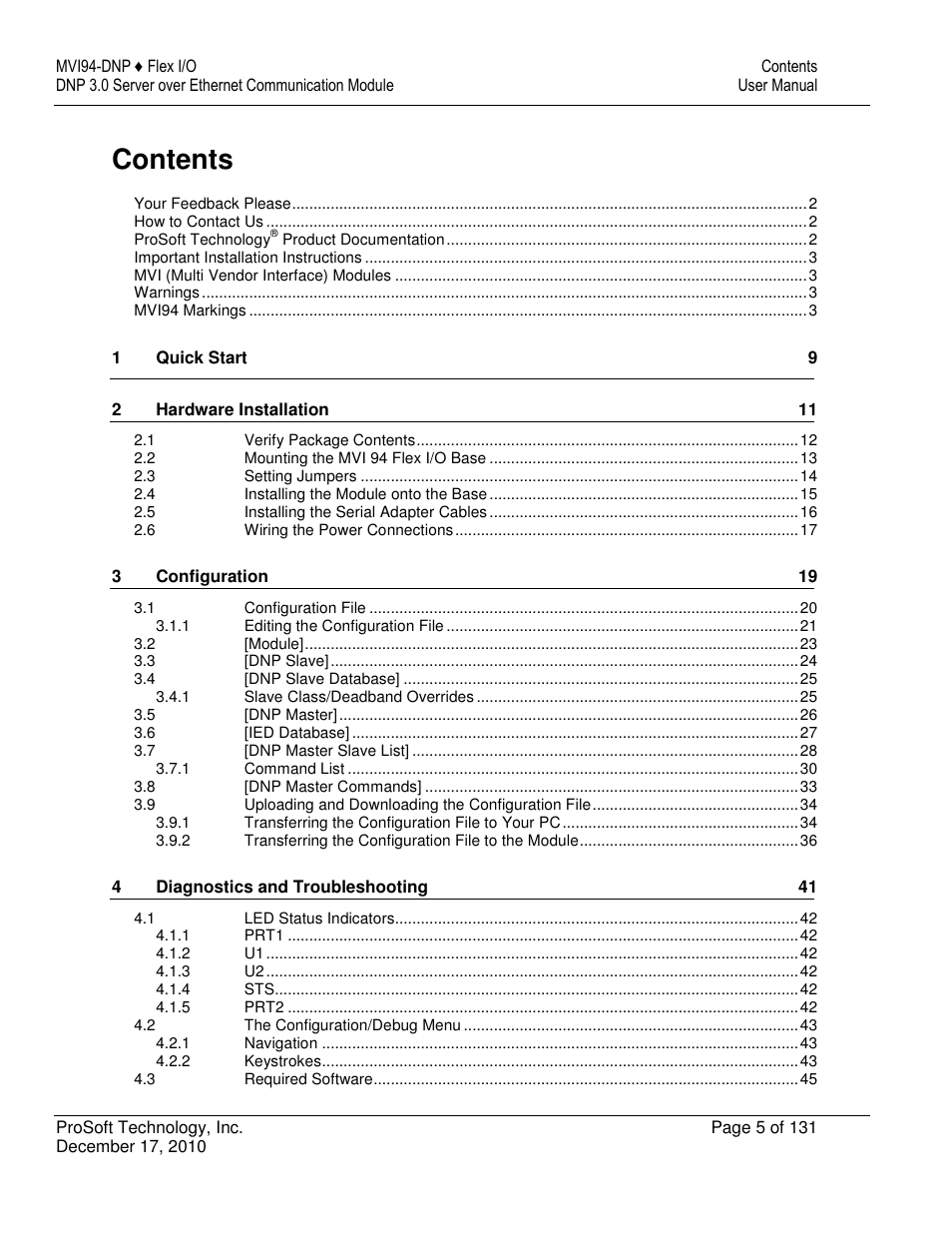 ProSoft Technology MVI94-DNP User Manual | Page 5 / 131