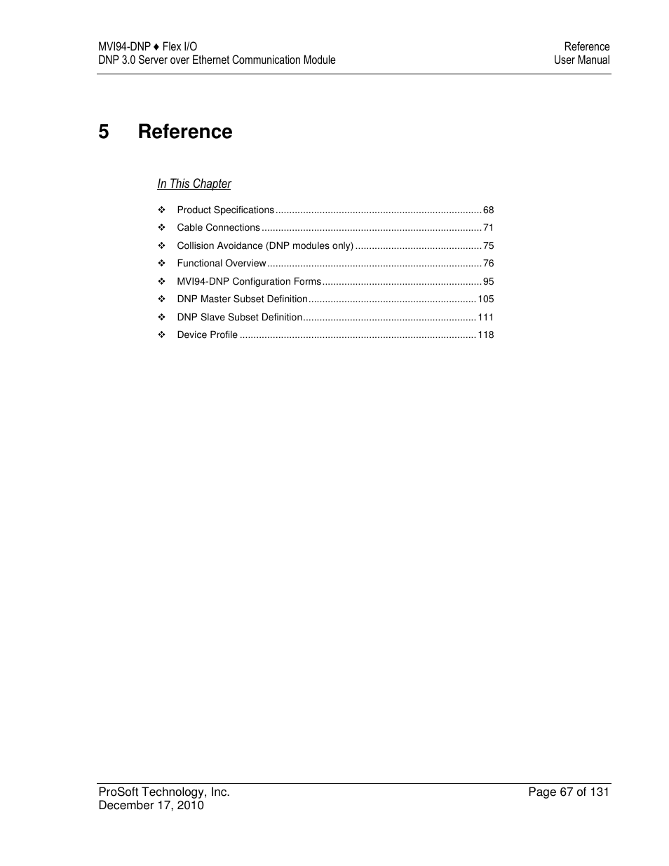 5reference | ProSoft Technology MVI94-DNP User Manual | Page 67 / 131