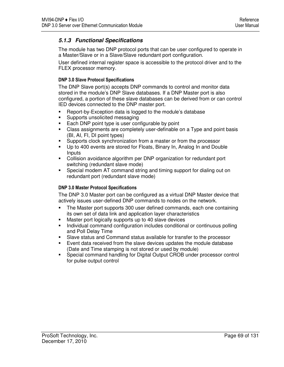 ProSoft Technology MVI94-DNP User Manual | Page 69 / 131