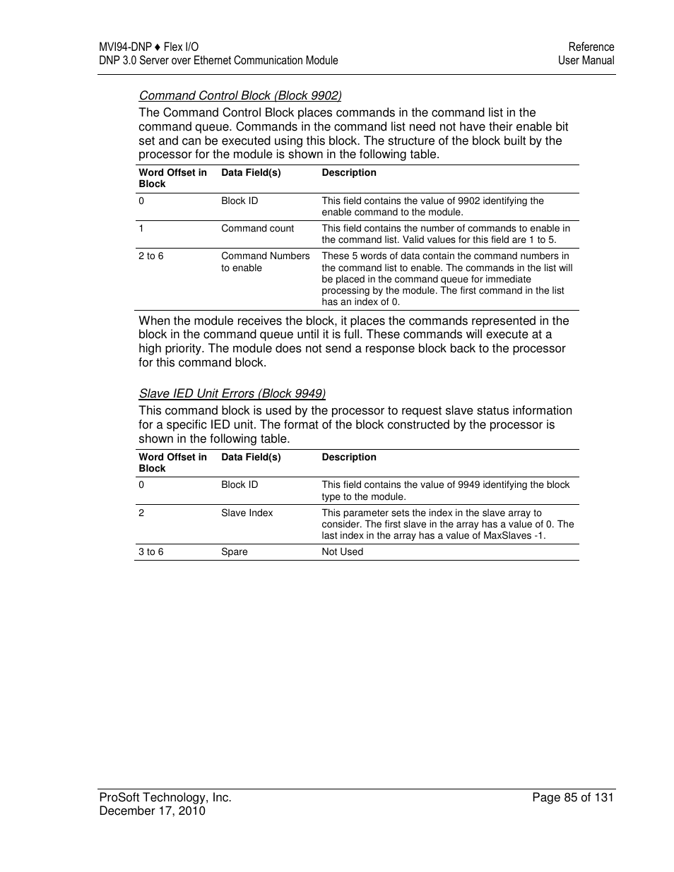 ProSoft Technology MVI94-DNP User Manual | Page 85 / 131