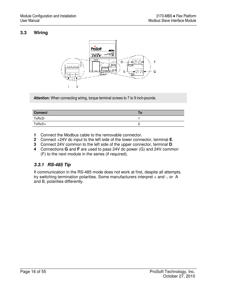 ProSoft Technology 3170-MBS User Manual | Page 16 / 55