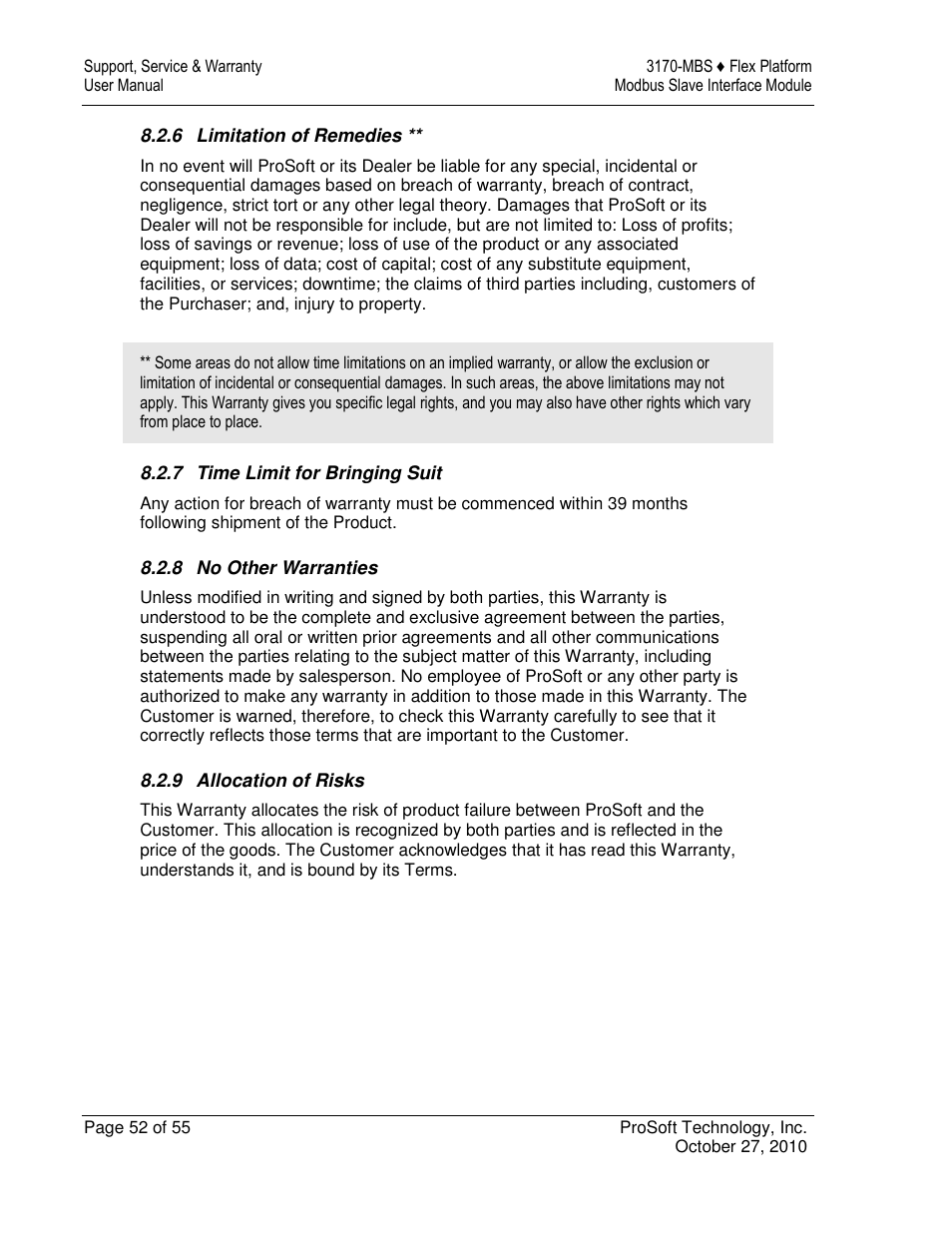 ProSoft Technology 3170-MBS User Manual | Page 52 / 55