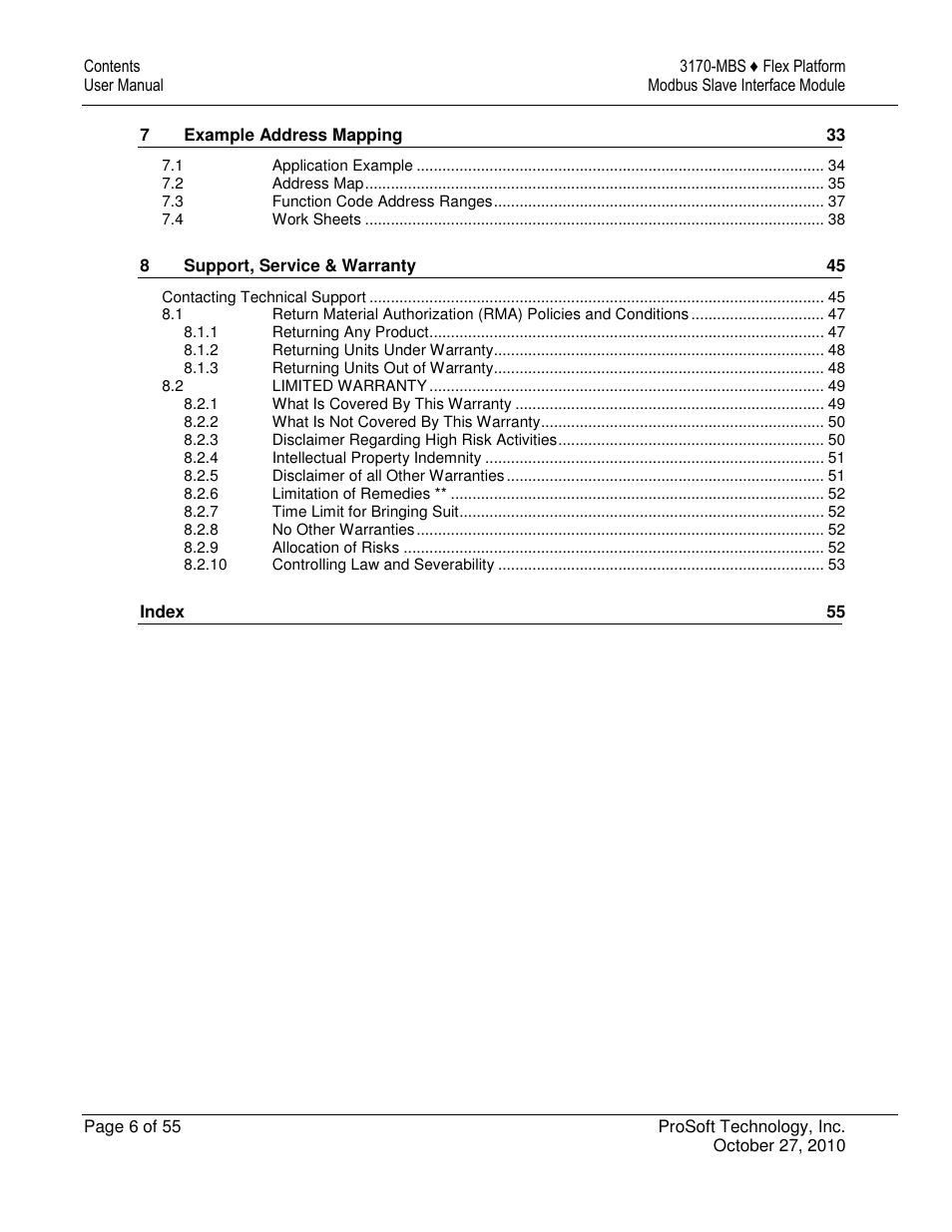 ProSoft Technology 3170-MBS User Manual | Page 6 / 55