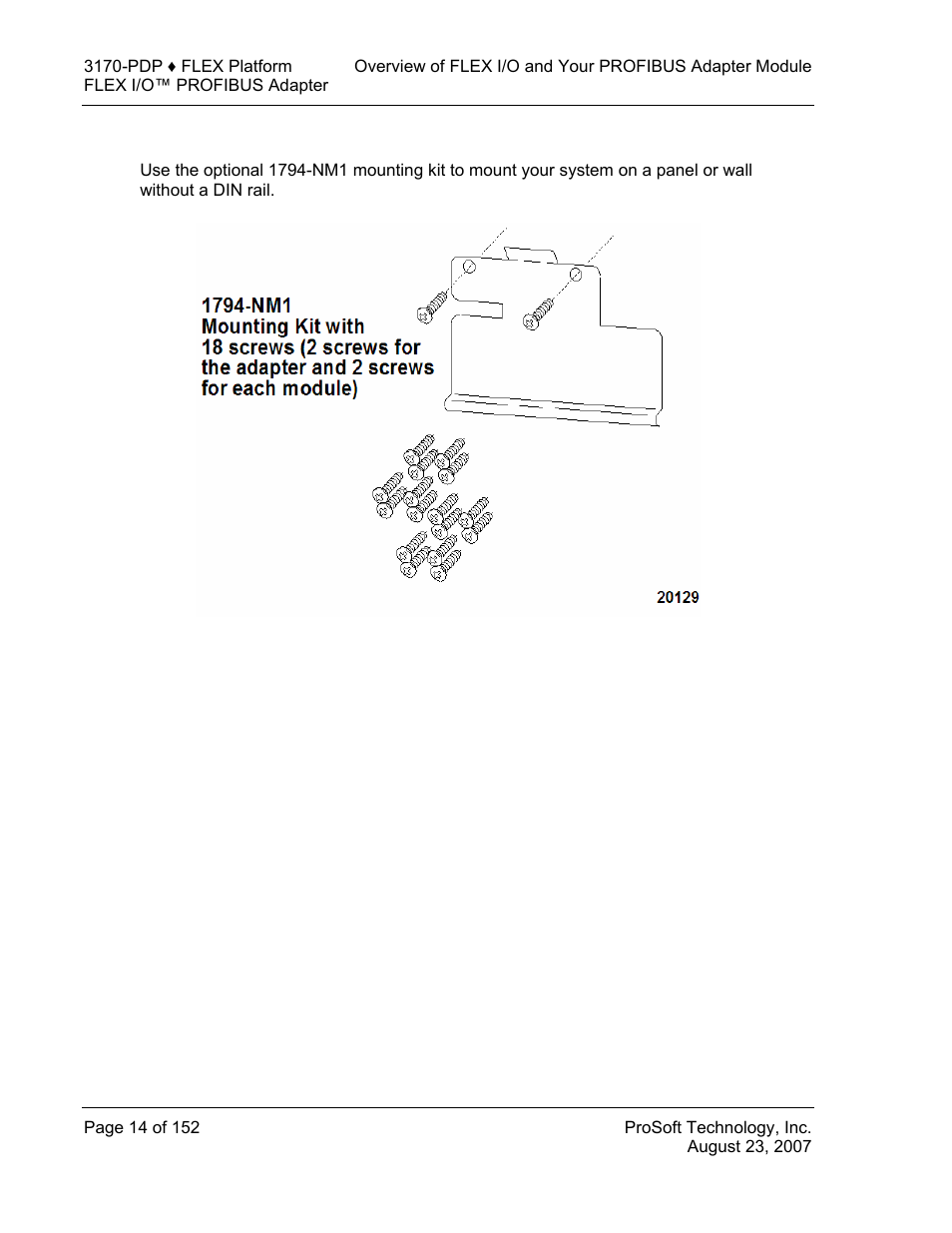 Mounting kit (1794-nm1) | ProSoft Technology 3170-PDP User Manual | Page 14 / 152