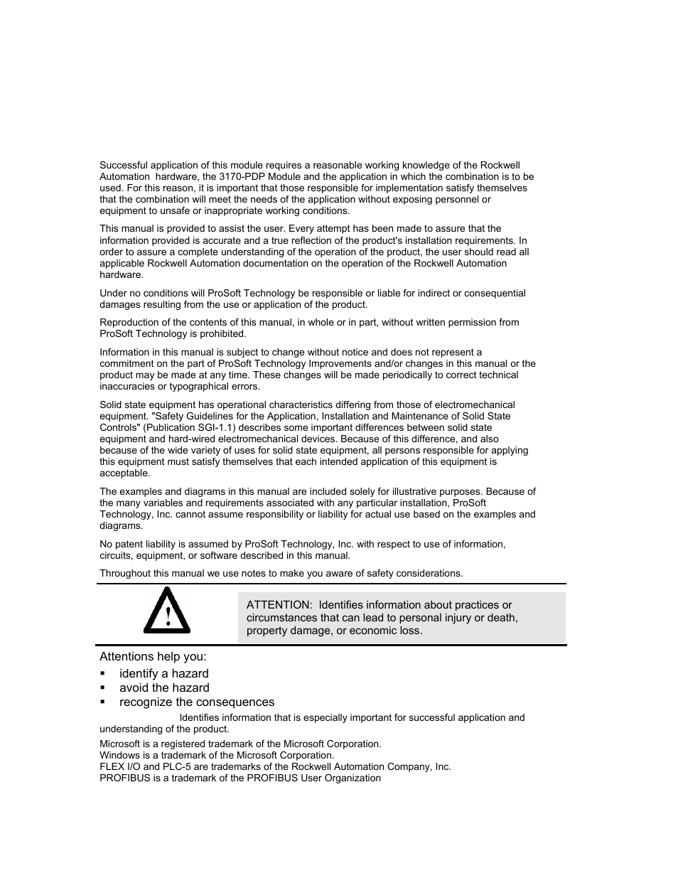 Please read this notice | ProSoft Technology 3170-PDP User Manual | Page 2 / 152