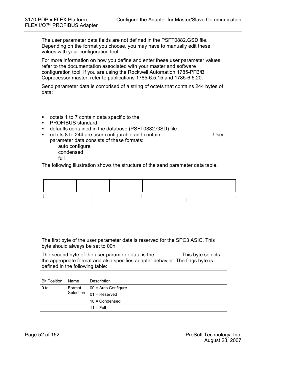 Entering user parameter data, User parameter data, Entering | User, Parameter data, 2 entering user parameter data, 1 user parameter data | ProSoft Technology 3170-PDP User Manual | Page 52 / 152