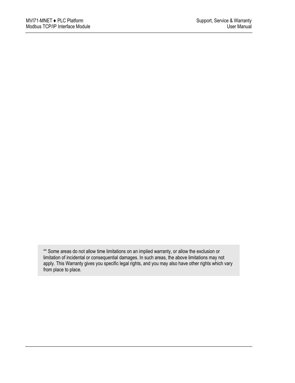 Disclaimer of all other warranties, Limitation of remedies, Time limit for bringing suit | ProSoft Technology MVI71-MNET User Manual | Page 104 / 109