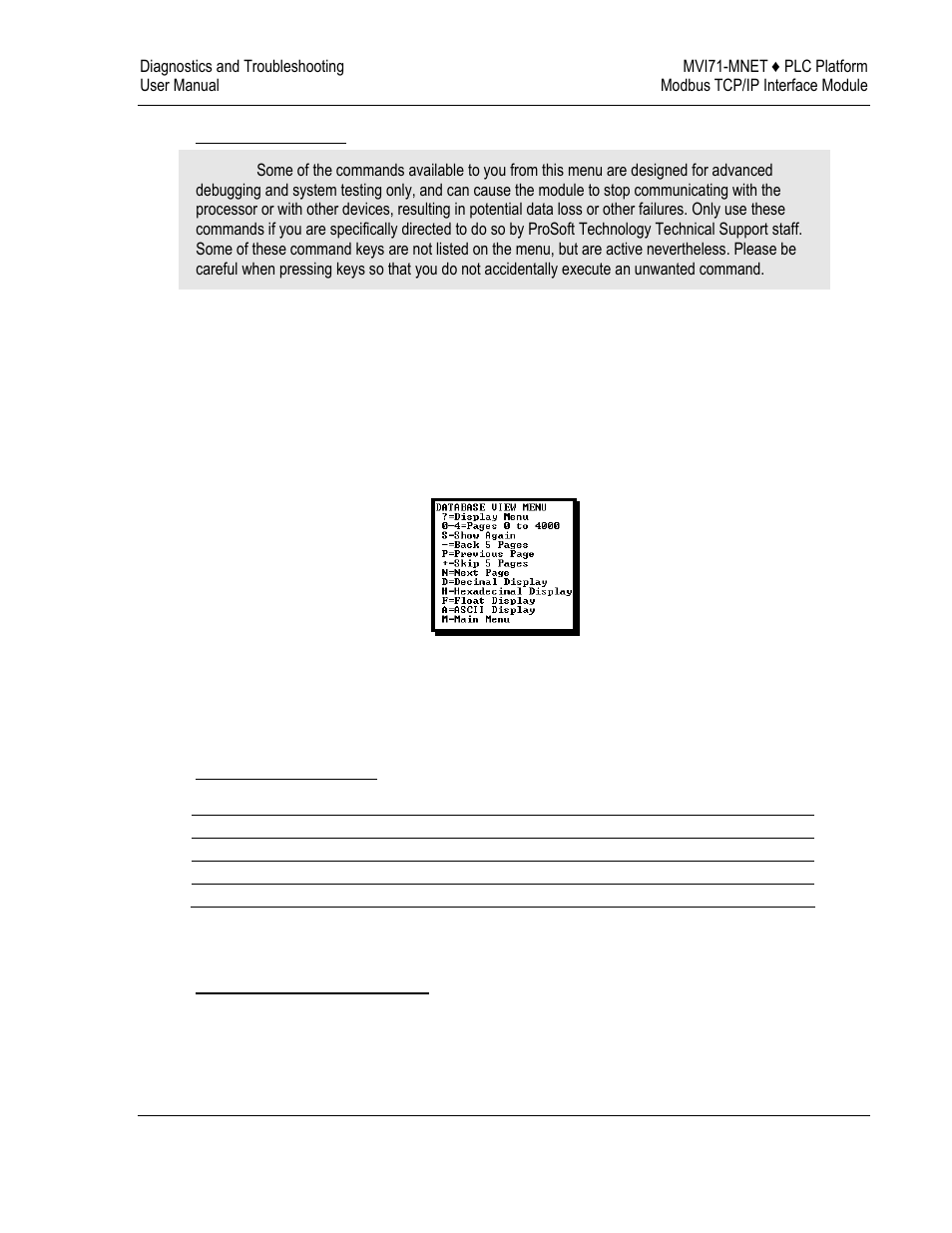 Exiting the program, Modbus database view | ProSoft Technology MVI71-MNET User Manual | Page 49 / 109