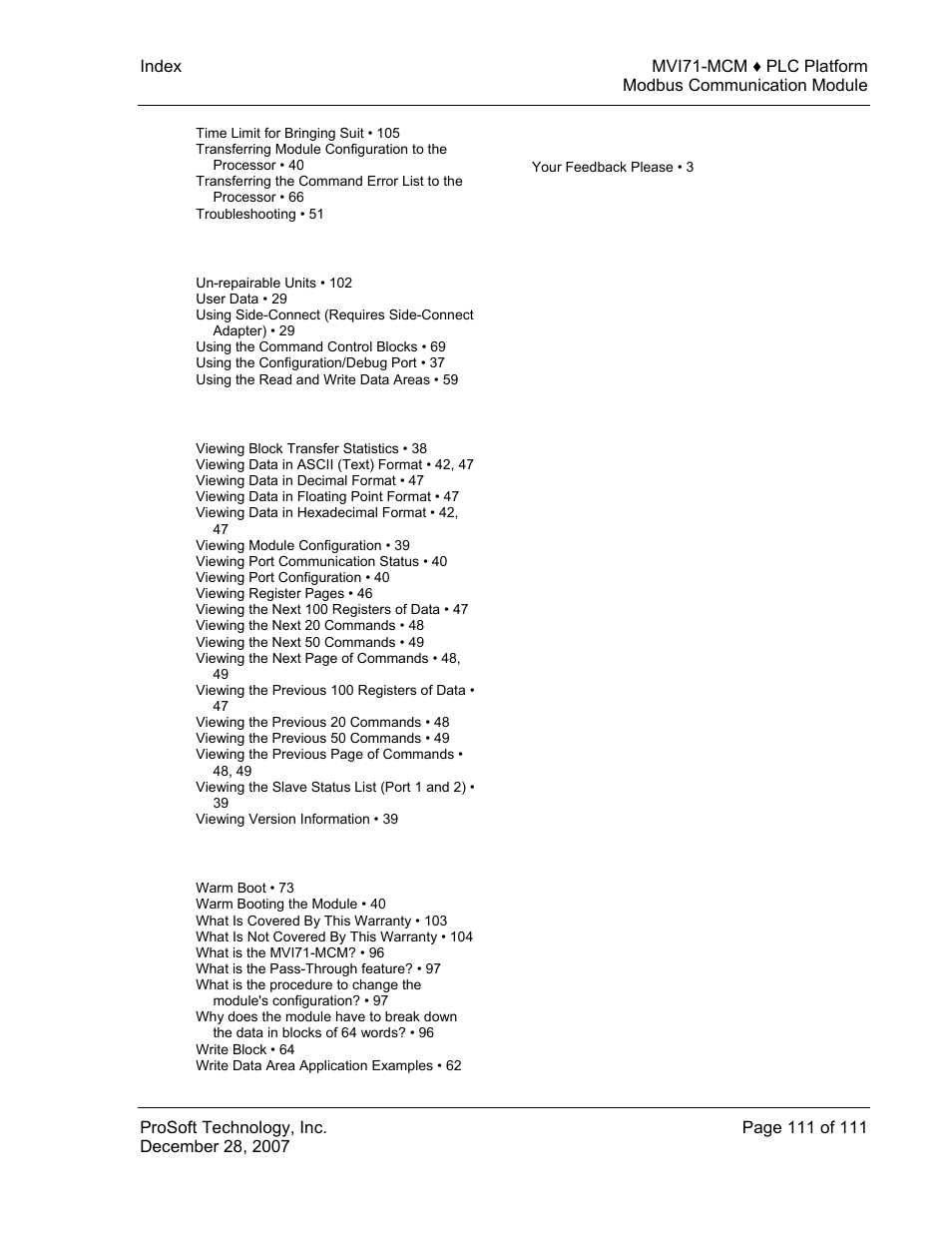 ProSoft Technology MVI71-MCM User Manual | Page 111 / 111