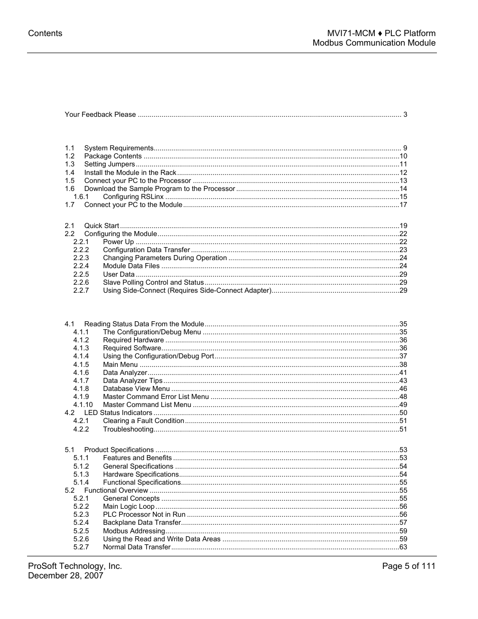 ProSoft Technology MVI71-MCM User Manual | Page 5 / 111