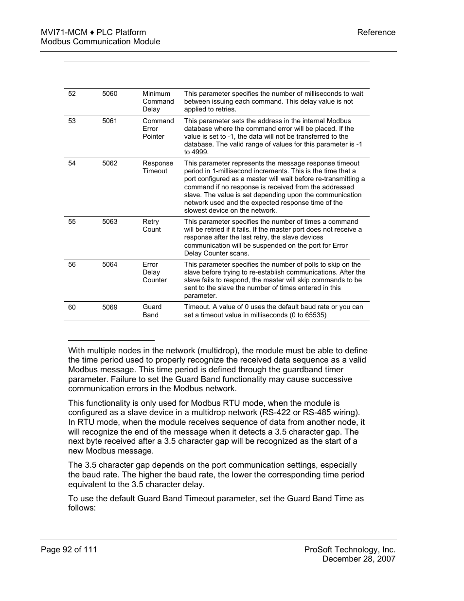 Guard band parameter | ProSoft Technology MVI71-MCM User Manual | Page 92 / 111