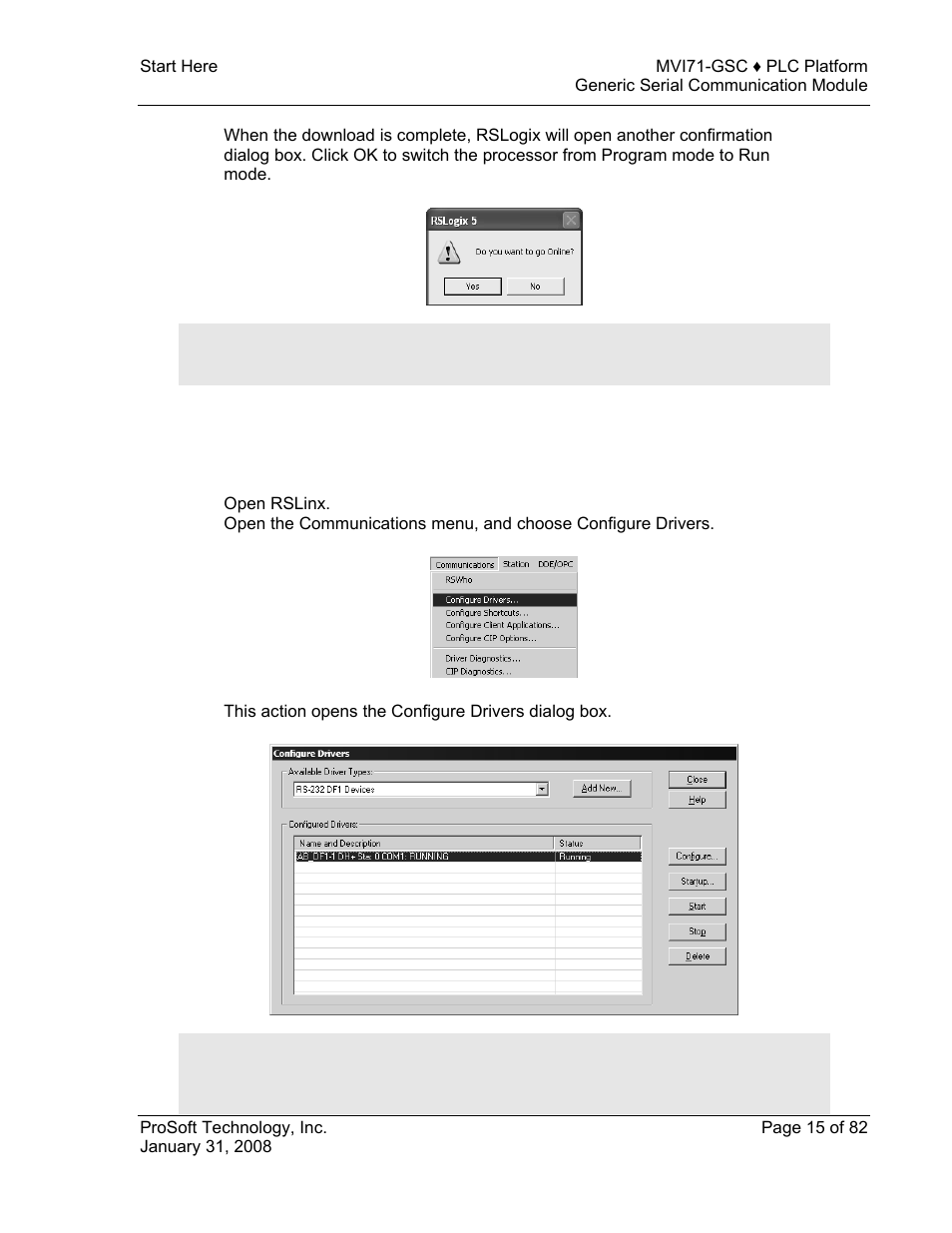 Configuring rslinx | ProSoft Technology MVI71-GSC User Manual | Page 15 / 82