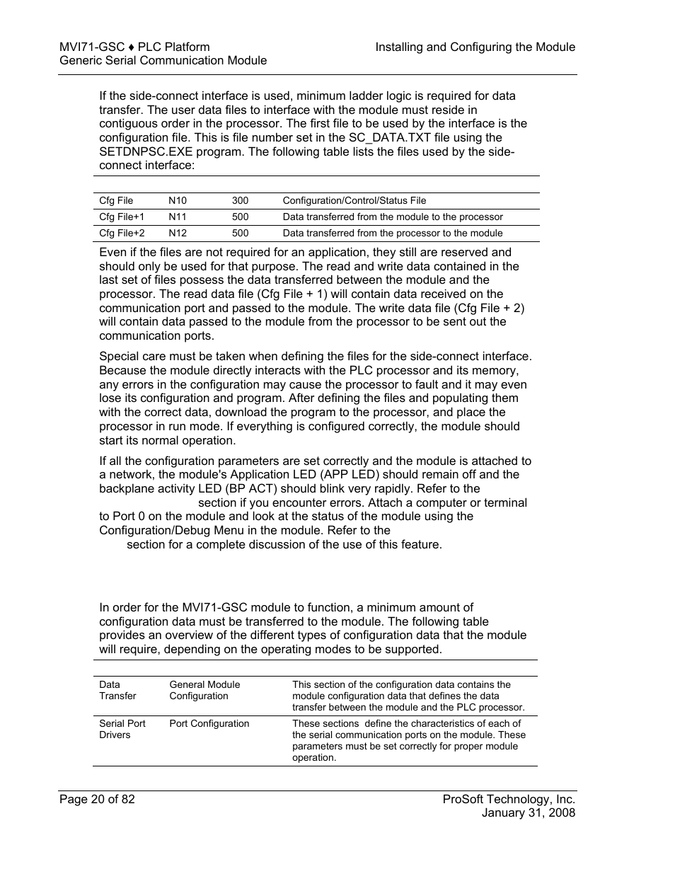 Module configuration, Module, Configuration | ProSoft Technology MVI71-GSC User Manual | Page 20 / 82