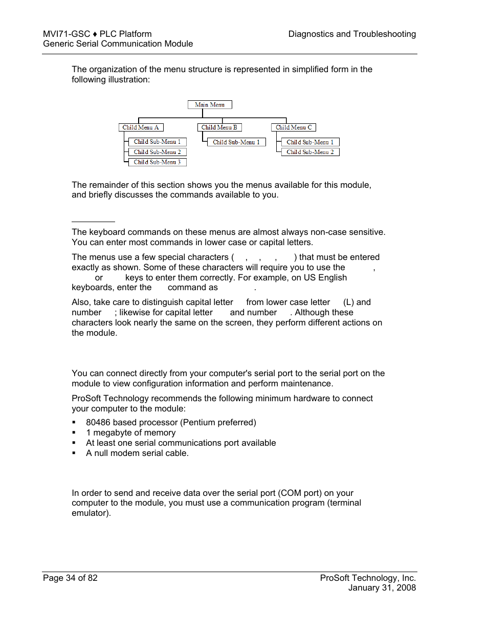 Keystrokes, Required hardware, Required software | ProSoft Technology MVI71-GSC User Manual | Page 34 / 82