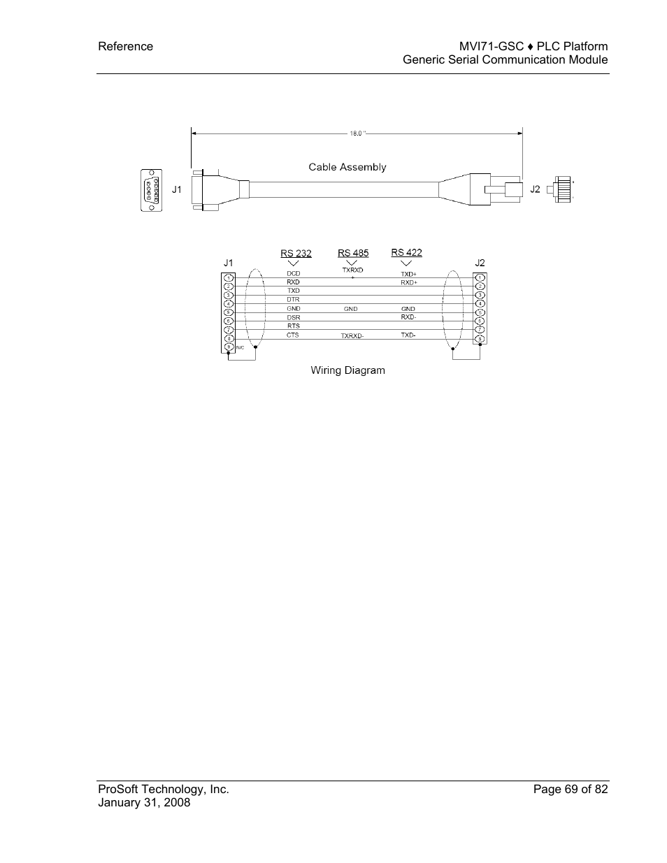 Db9 to rj45 adaptor (cable 14) | ProSoft Technology MVI71-GSC User Manual | Page 69 / 82