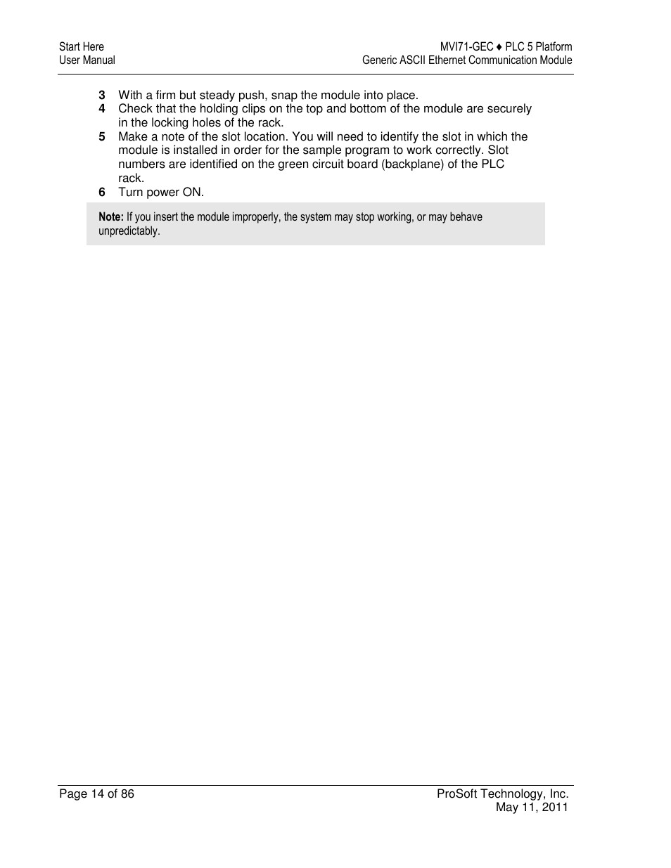 ProSoft Technology MVI71-GEC User Manual | Page 14 / 86