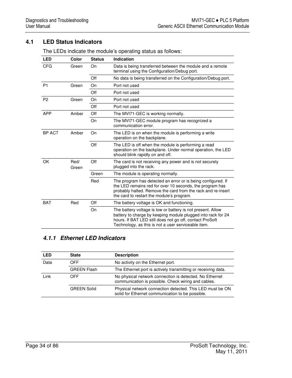 ProSoft Technology MVI71-GEC User Manual | Page 34 / 86