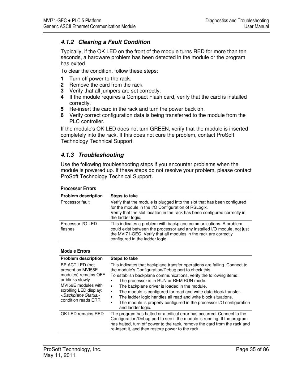 ProSoft Technology MVI71-GEC User Manual | Page 35 / 86