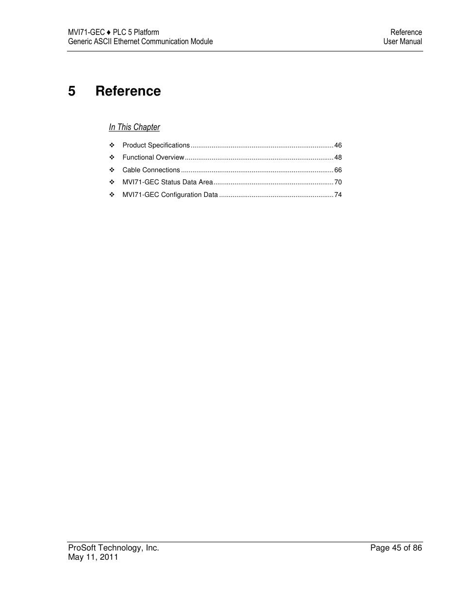 5reference | ProSoft Technology MVI71-GEC User Manual | Page 45 / 86