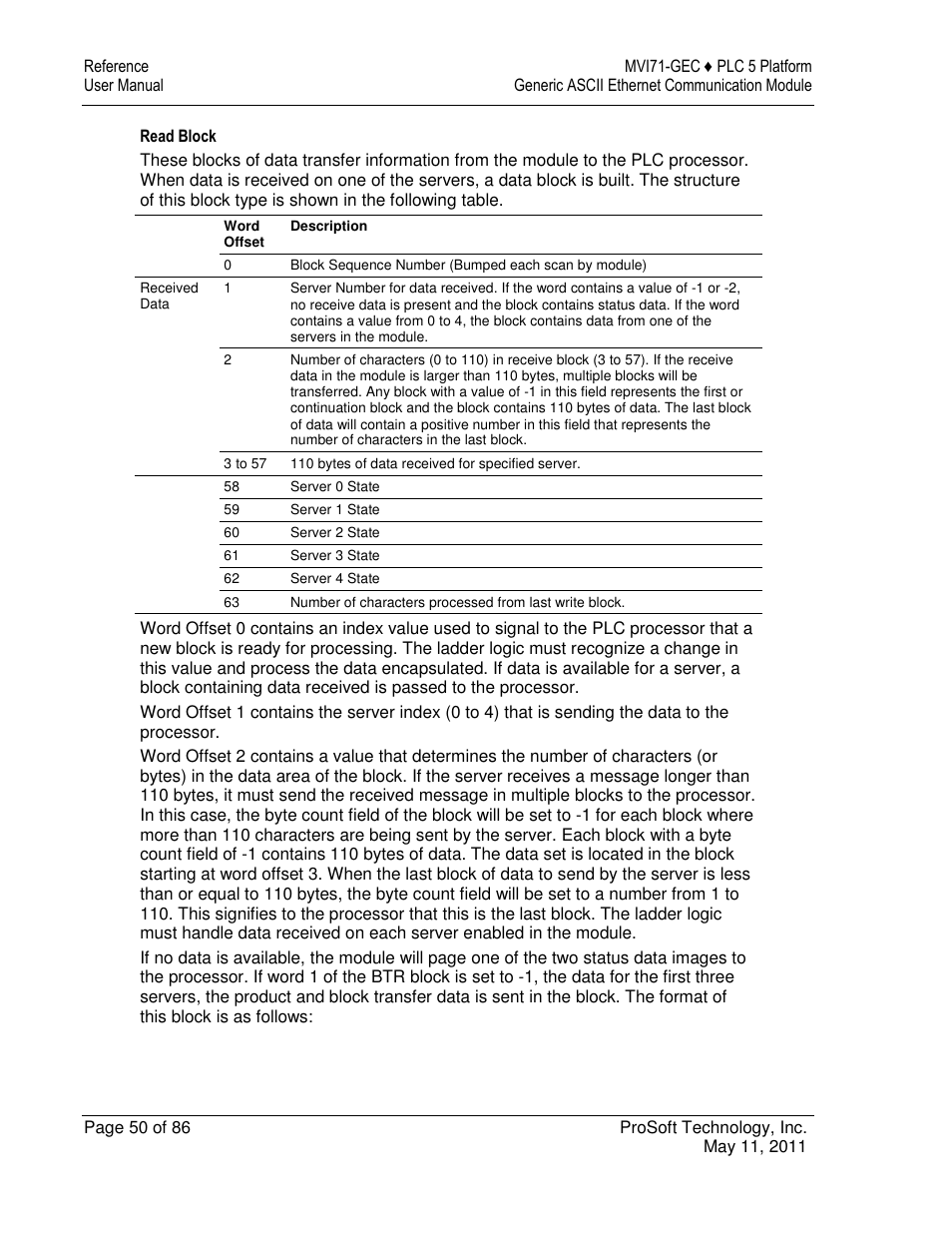 ProSoft Technology MVI71-GEC User Manual | Page 50 / 86