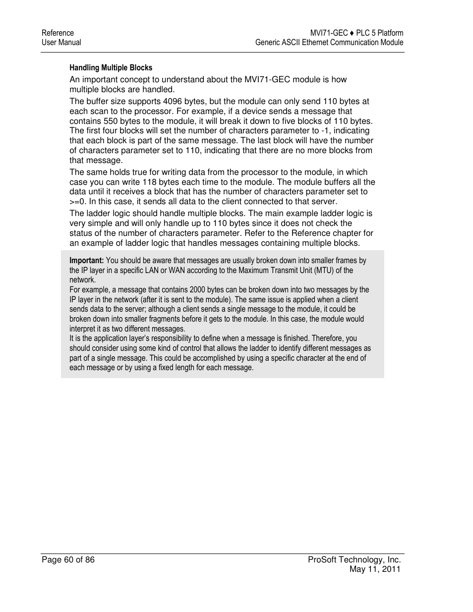 ProSoft Technology MVI71-GEC User Manual | Page 60 / 86